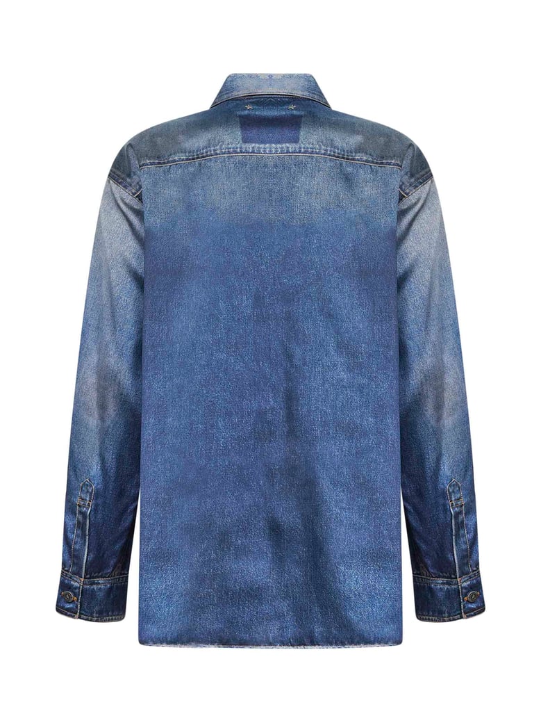 shirt oversized denim-print blue by Selfnex