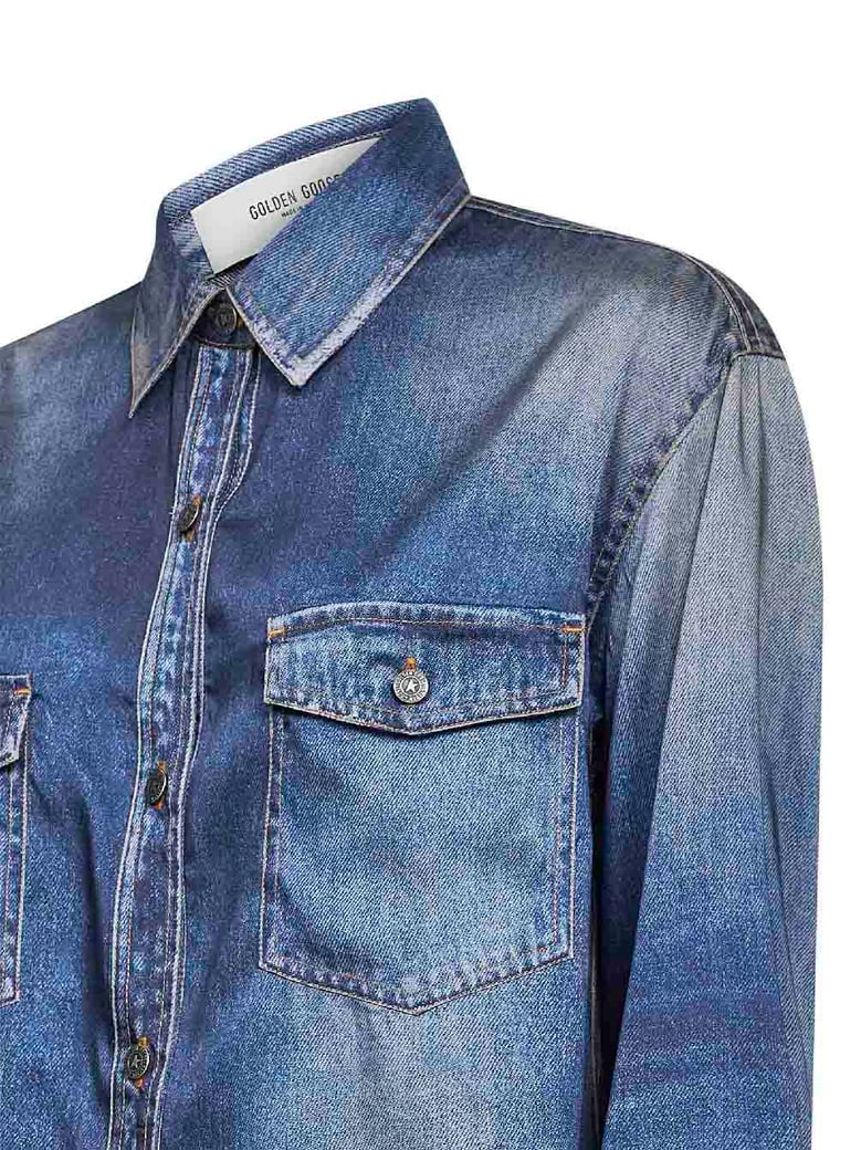 shirt oversized denim-print blue by Selfnex