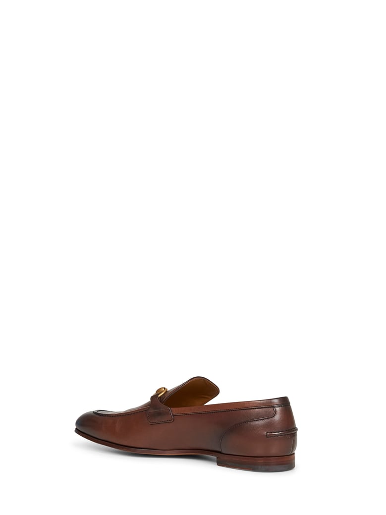dark brown leather jordaan loafers by Selfnex