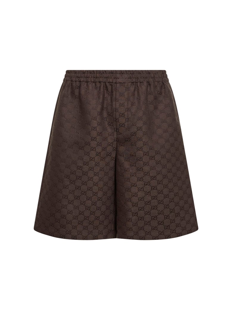 shorts gg canvas linen blend brown by Selfnex