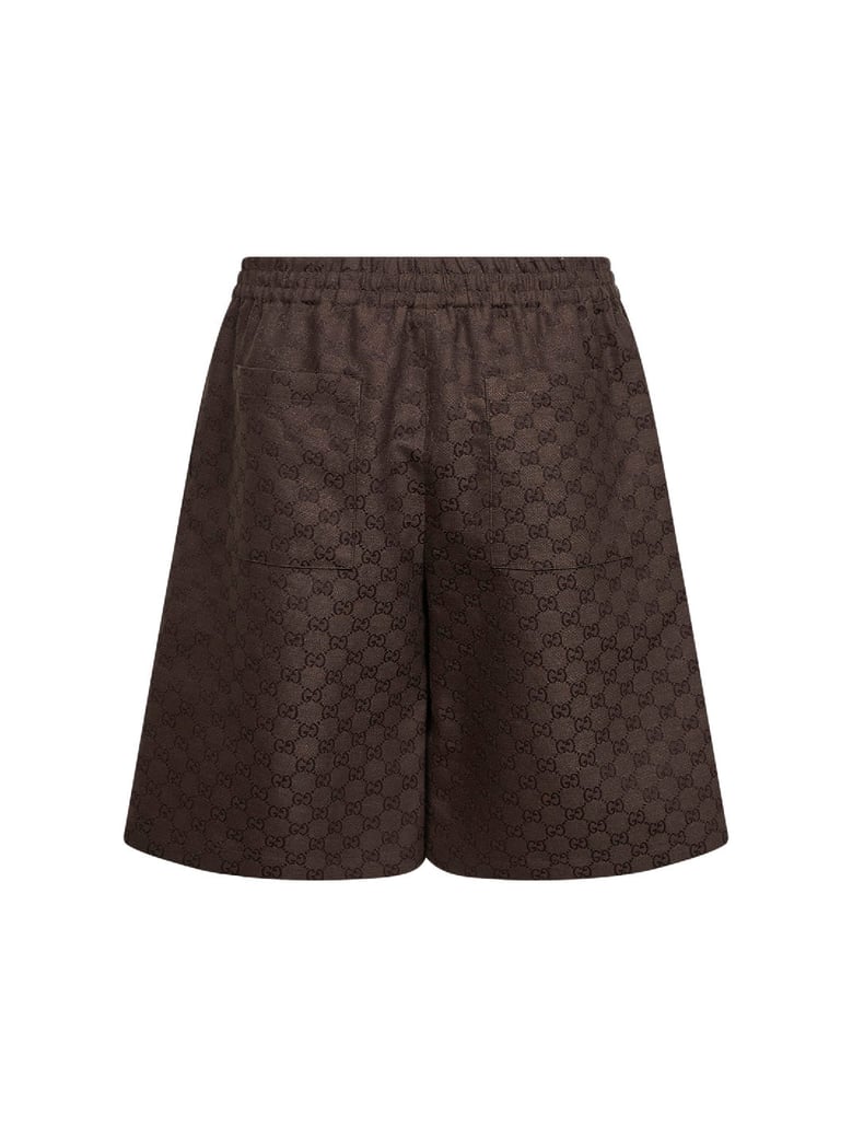shorts gg canvas linen blend brown by Selfnex