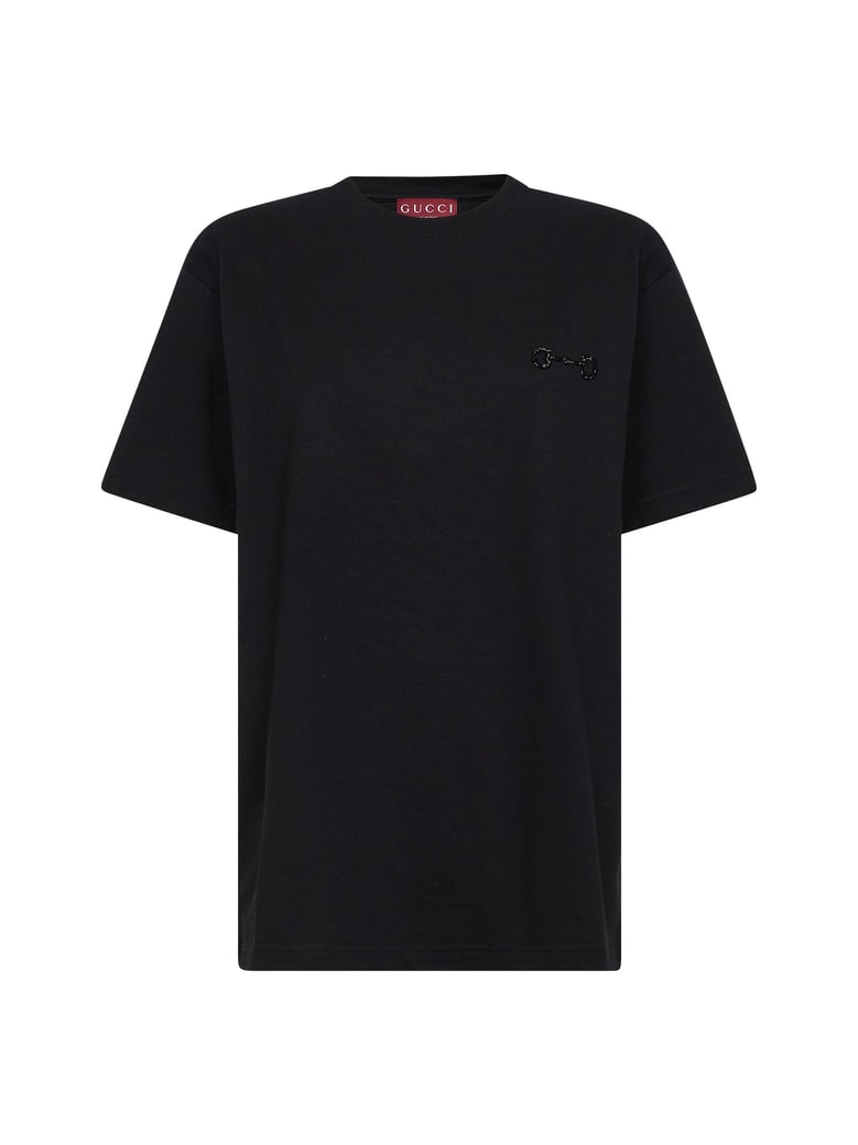 black cotton jersey embroidered t-shirt by Selfnex