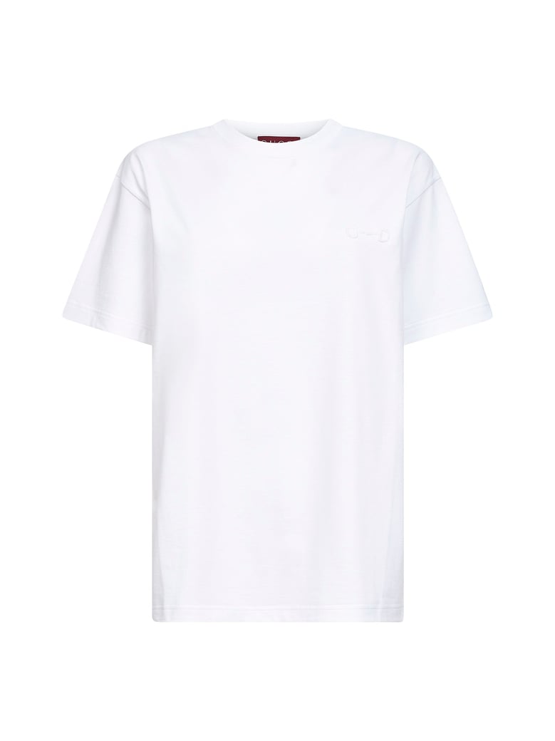 white cotton jersey embroidered t-shirt by Selfnex