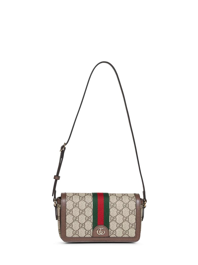 ophidia mini shoulder bag in beige and dark brown by Selfnex