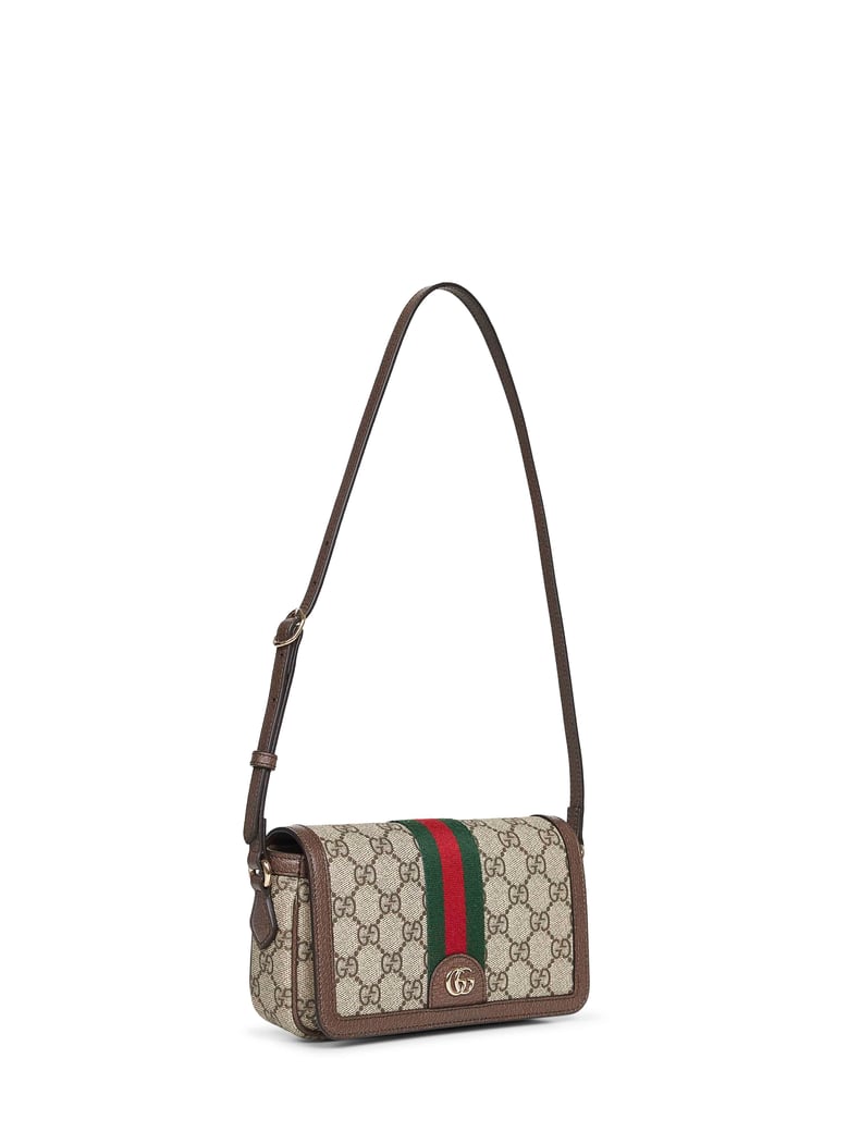 ophidia mini shoulder bag in beige and dark brown by Selfnex