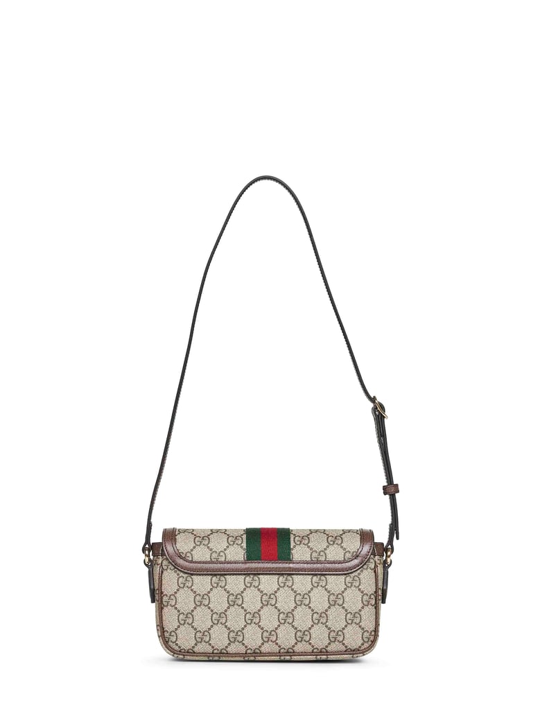 ophidia mini shoulder bag in beige and dark brown by Selfnex