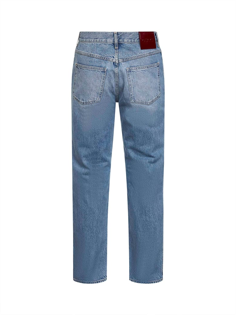 light blue cotton denim slim-fit jeans by Selfnex