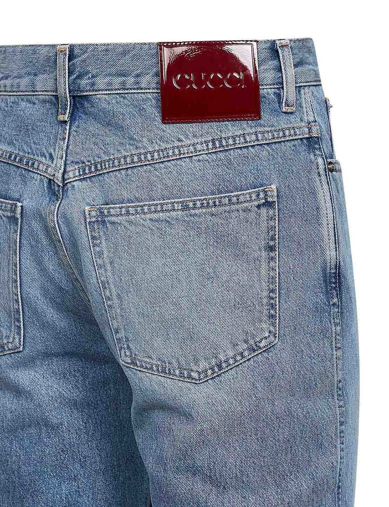 light blue cotton denim slim-fit jeans by Selfnex