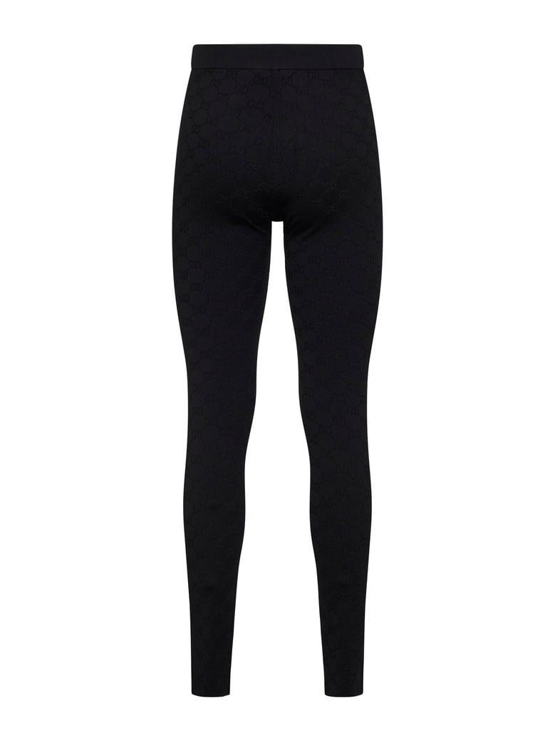 black gg jacquard stretch leggings by Selfnex