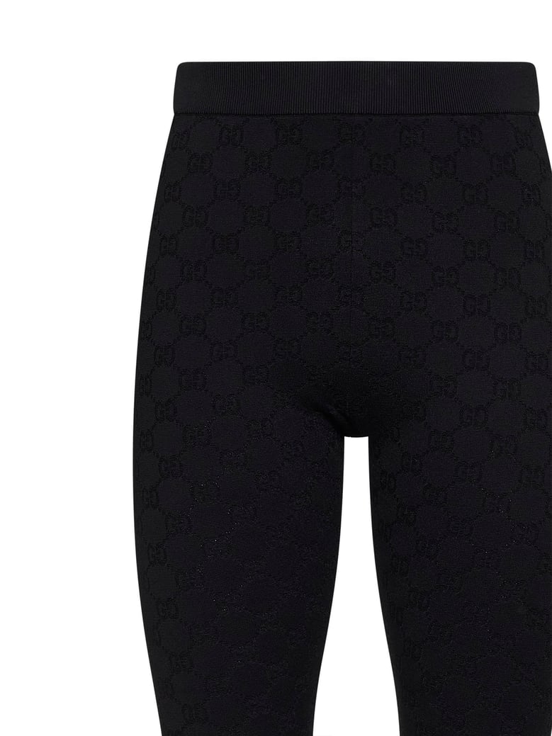 black gg jacquard stretch leggings by Selfnex