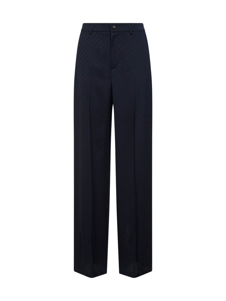 trousers dark blue silk-viscose jacquard by Selfnex