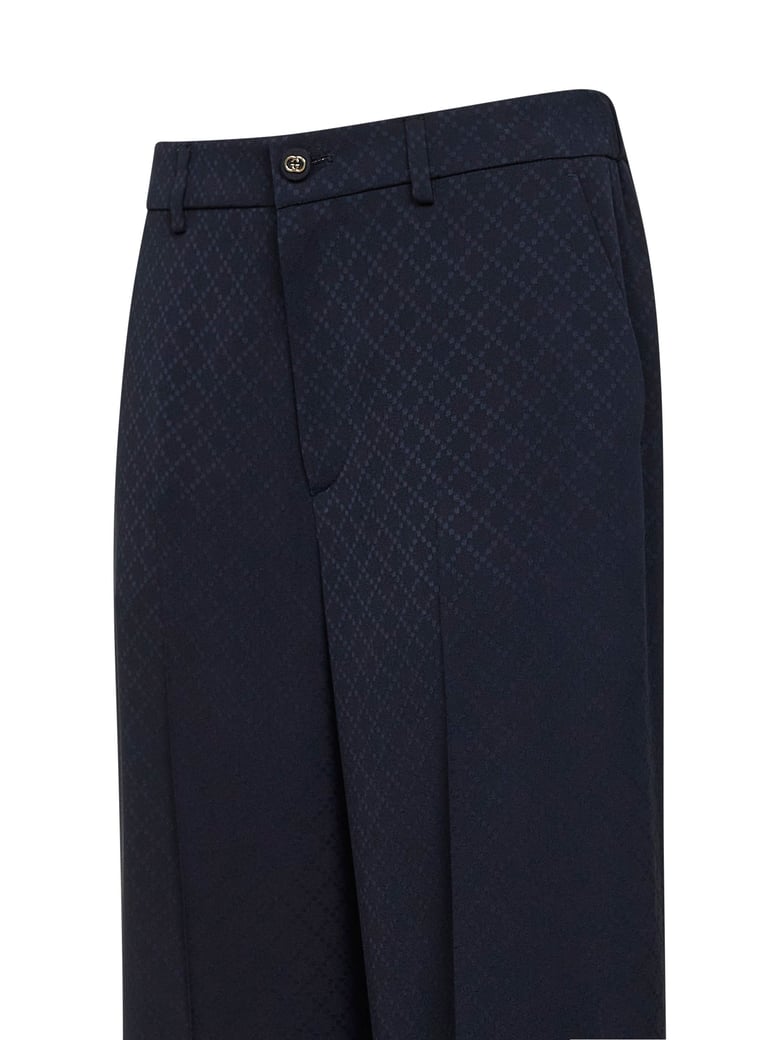 trousers dark blue silk-viscose jacquard by Selfnex
