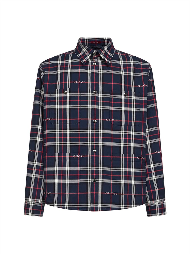 jacquard cotton tartan padded shirt by Selfnex