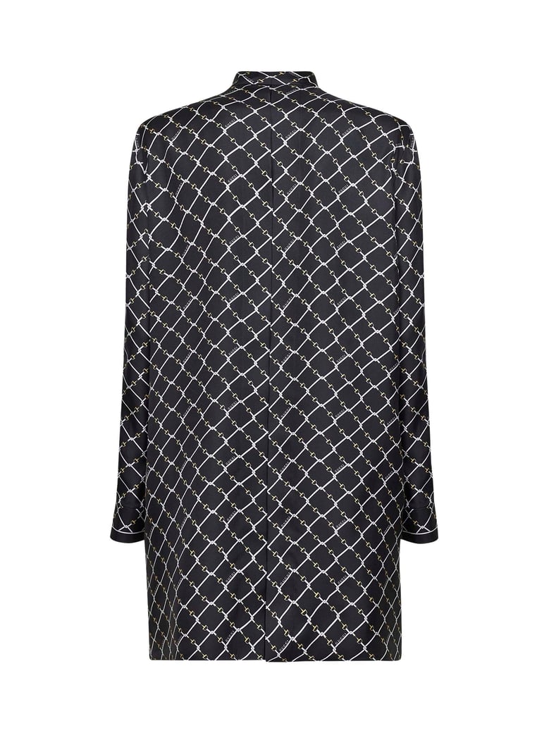 black printed silk twill mini dress by Selfnex