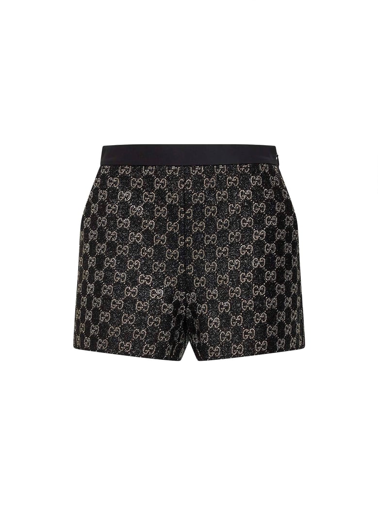 black lamé tweed gg crystal-embellished shorts by Selfnex