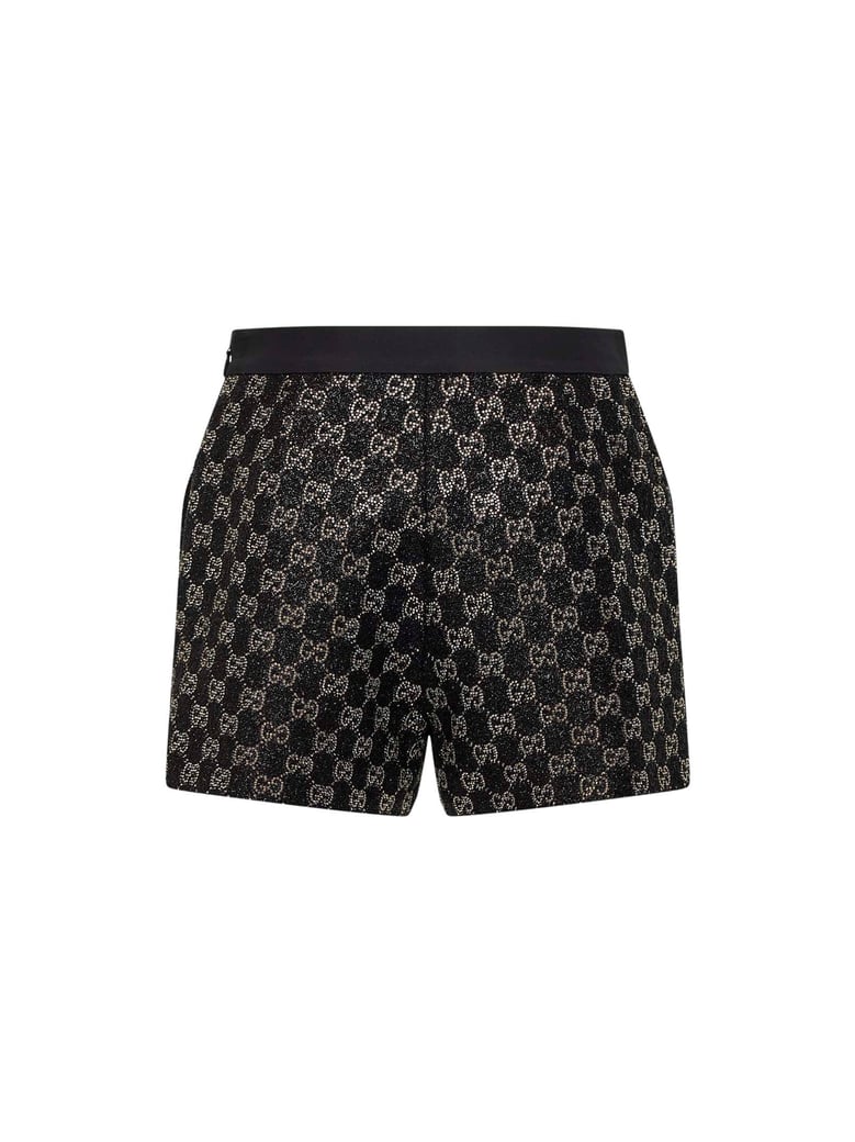 black lamé tweed gg crystal-embellished shorts by Selfnex
