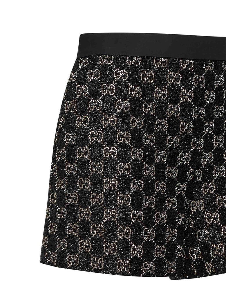 black lamé tweed gg crystal-embellished shorts by Selfnex