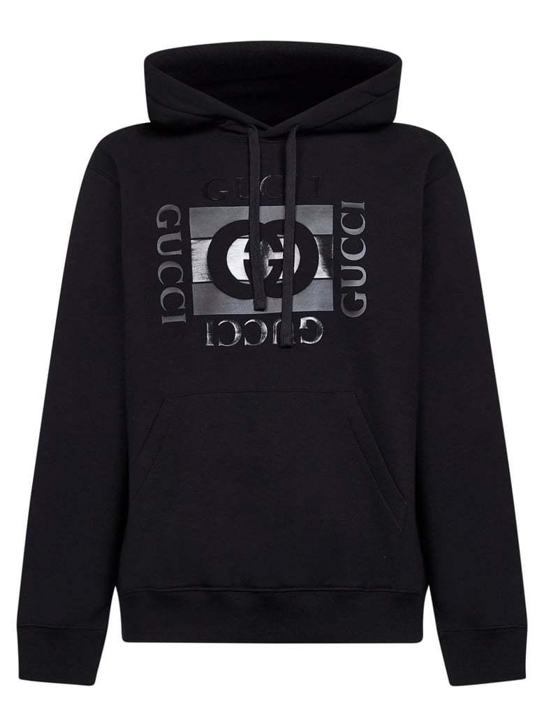 black cotton jersey printed hoodie by Selfnex