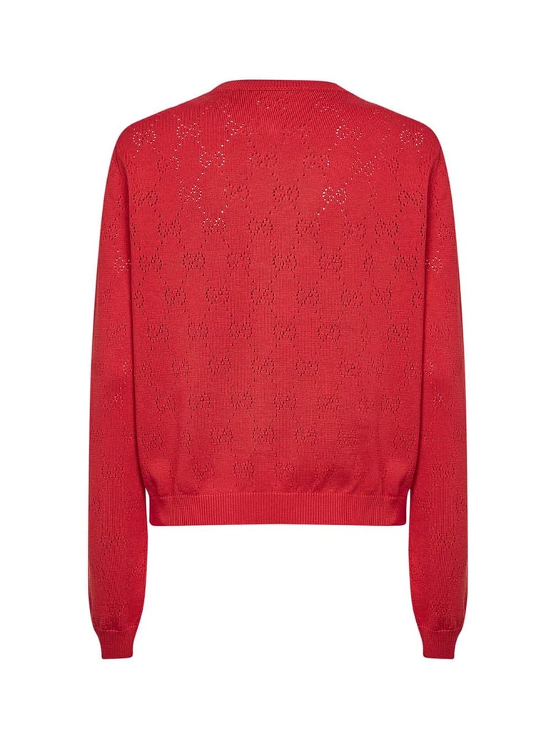 coral rose gg cotton knit cardigan by Selfnex