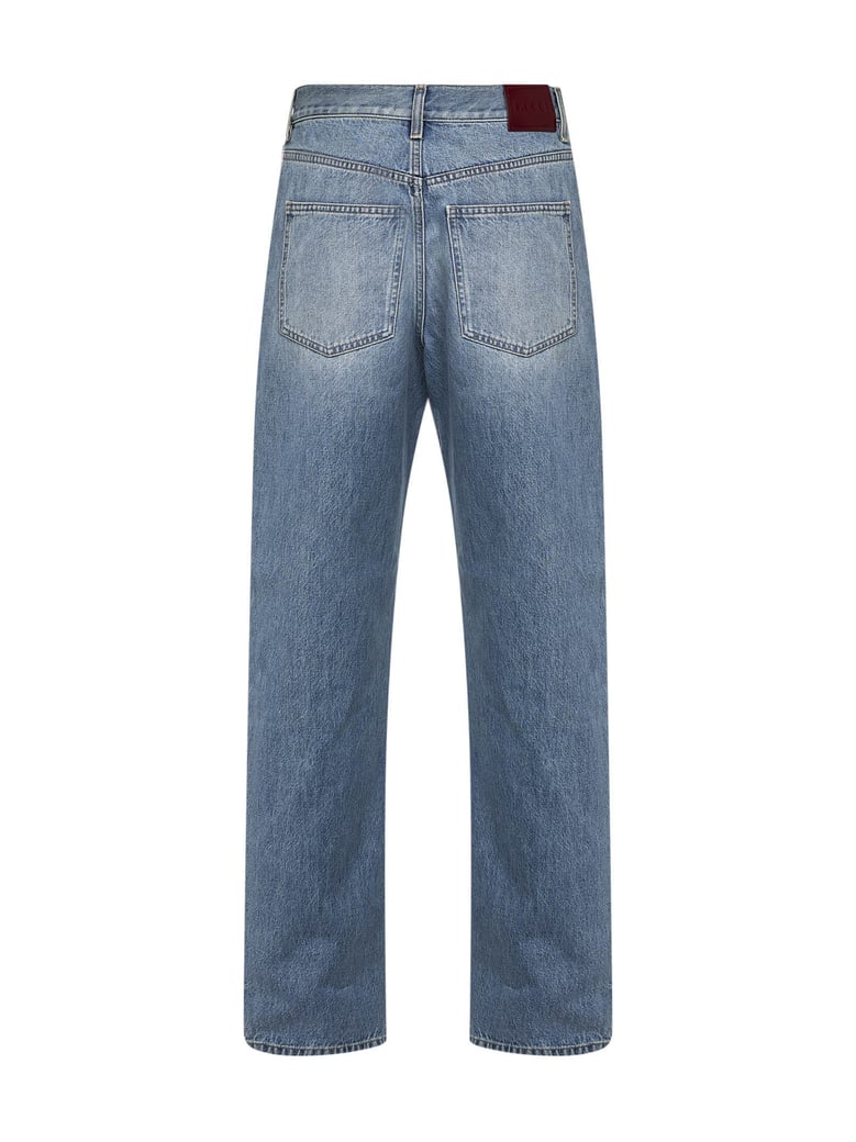 light blue cotton denim straight jeans by Selfnex