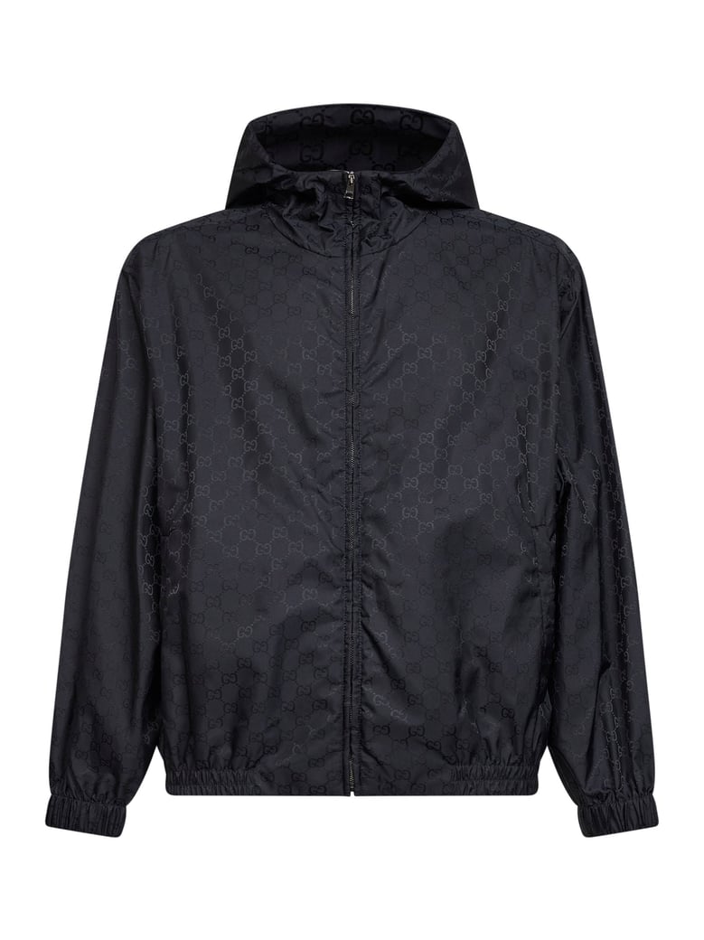 dark blue gg nylon hooded jacket by Selfnex
