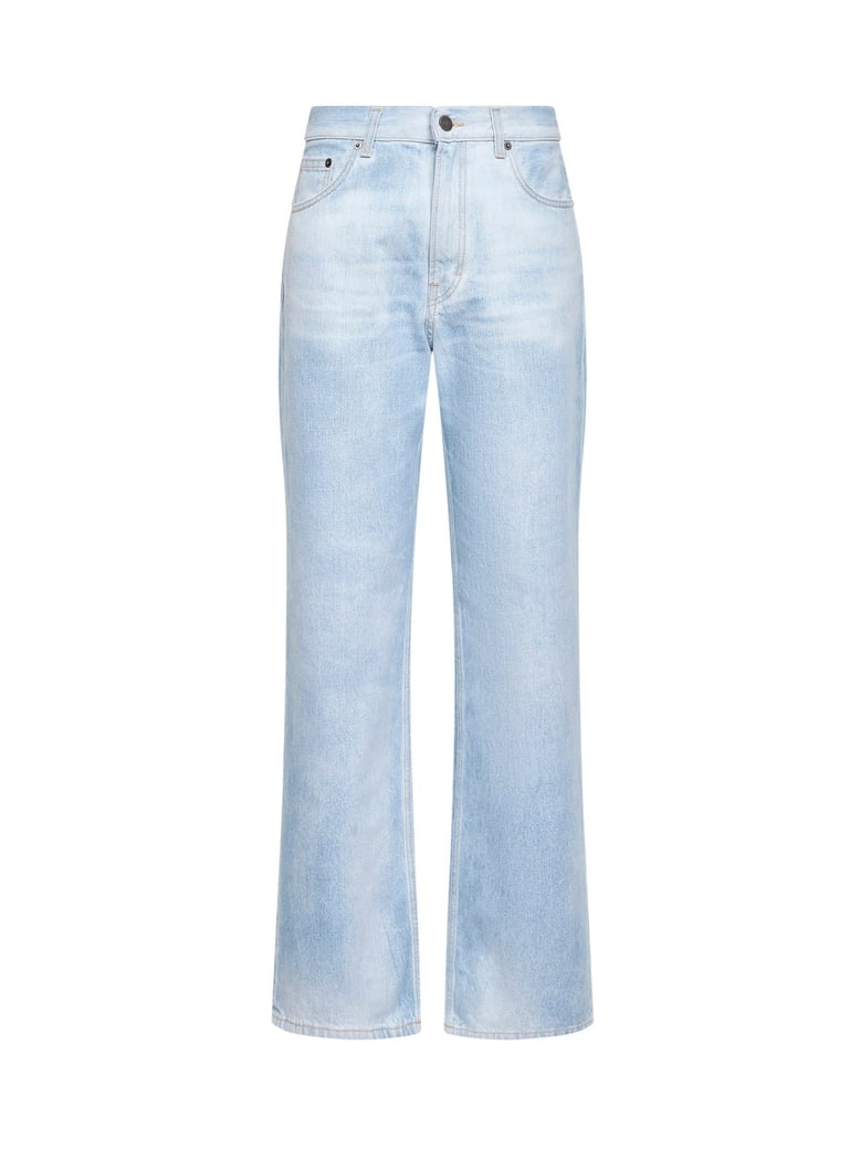 jeans korea slightly flared blue denim by Selfnex