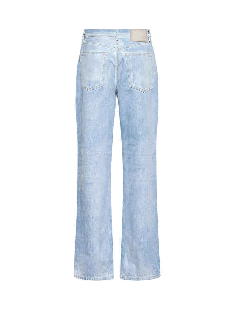 jeans korea slightly flared blue denim by Selfnex