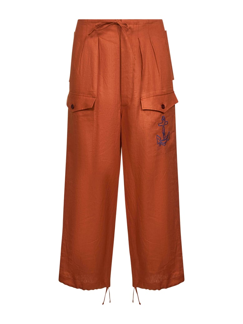 trousers ancora orange linen by Selfnex