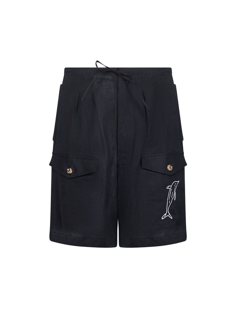 bermuda shorts forever dolphin blue linen by Selfnex