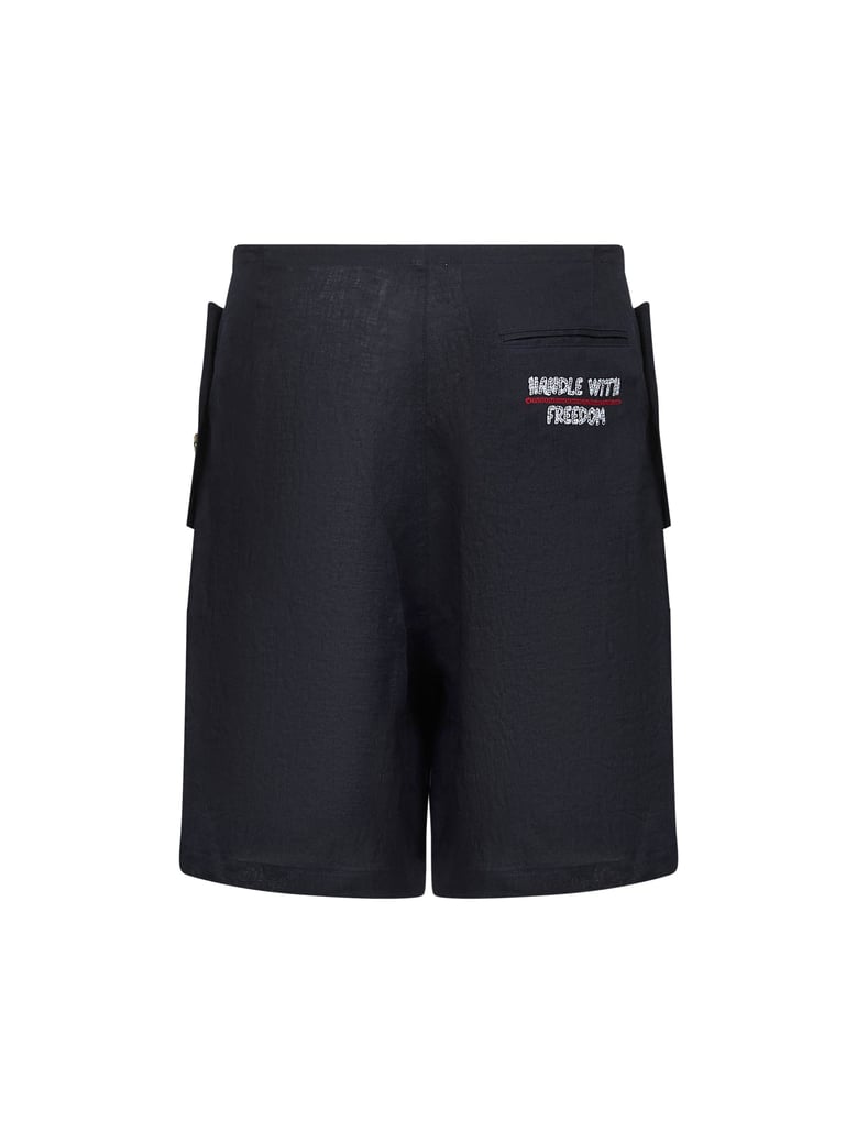 bermuda shorts forever dolphin blue linen by Selfnex