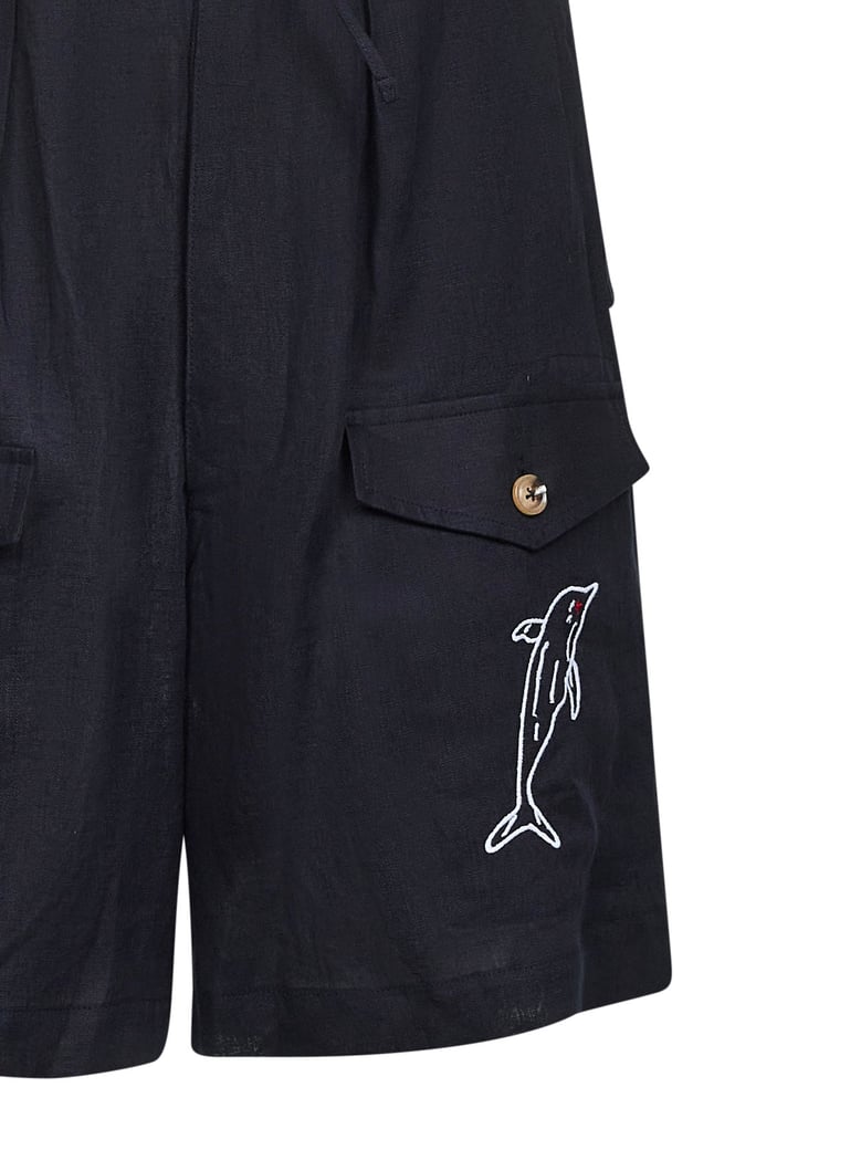 bermuda shorts forever dolphin blue linen by Selfnex