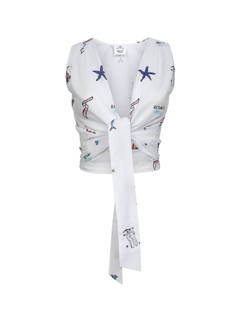 cropped poplin top white by Selfnex