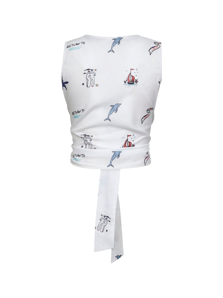 cropped poplin top white by Selfnex