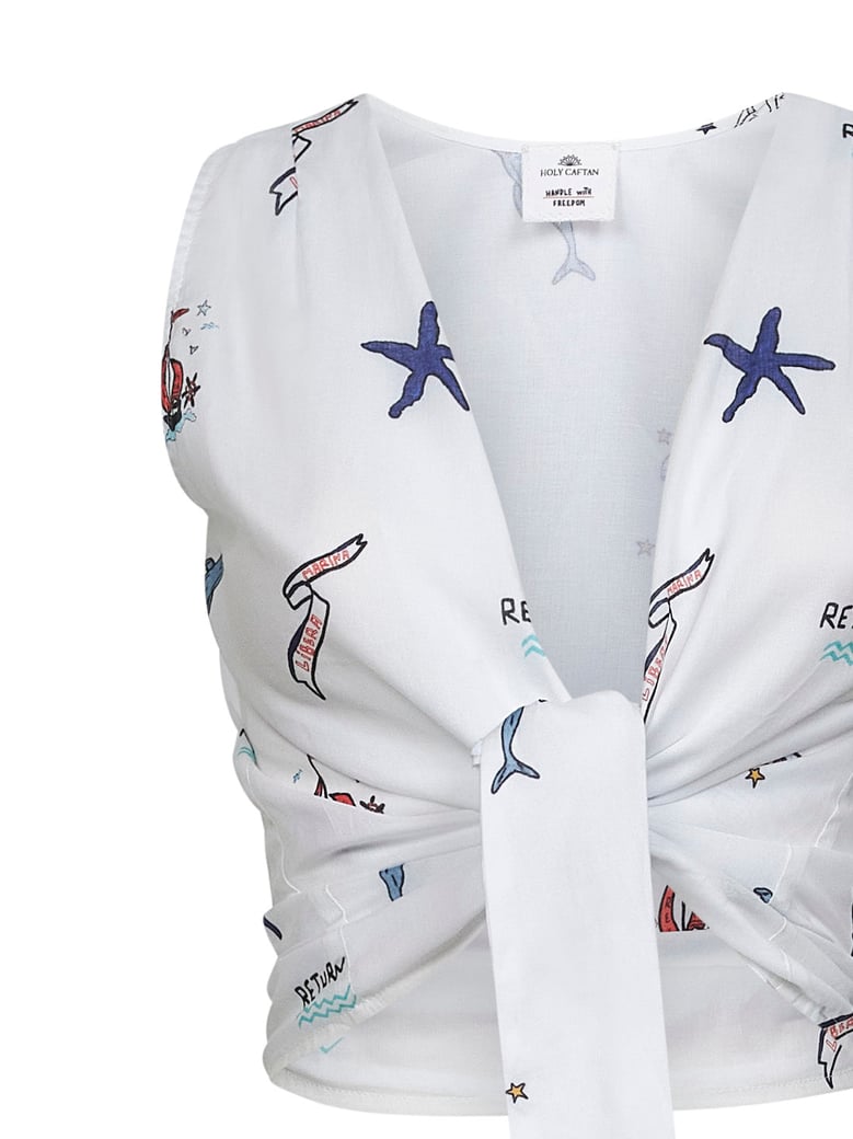 cropped poplin top white by Selfnex