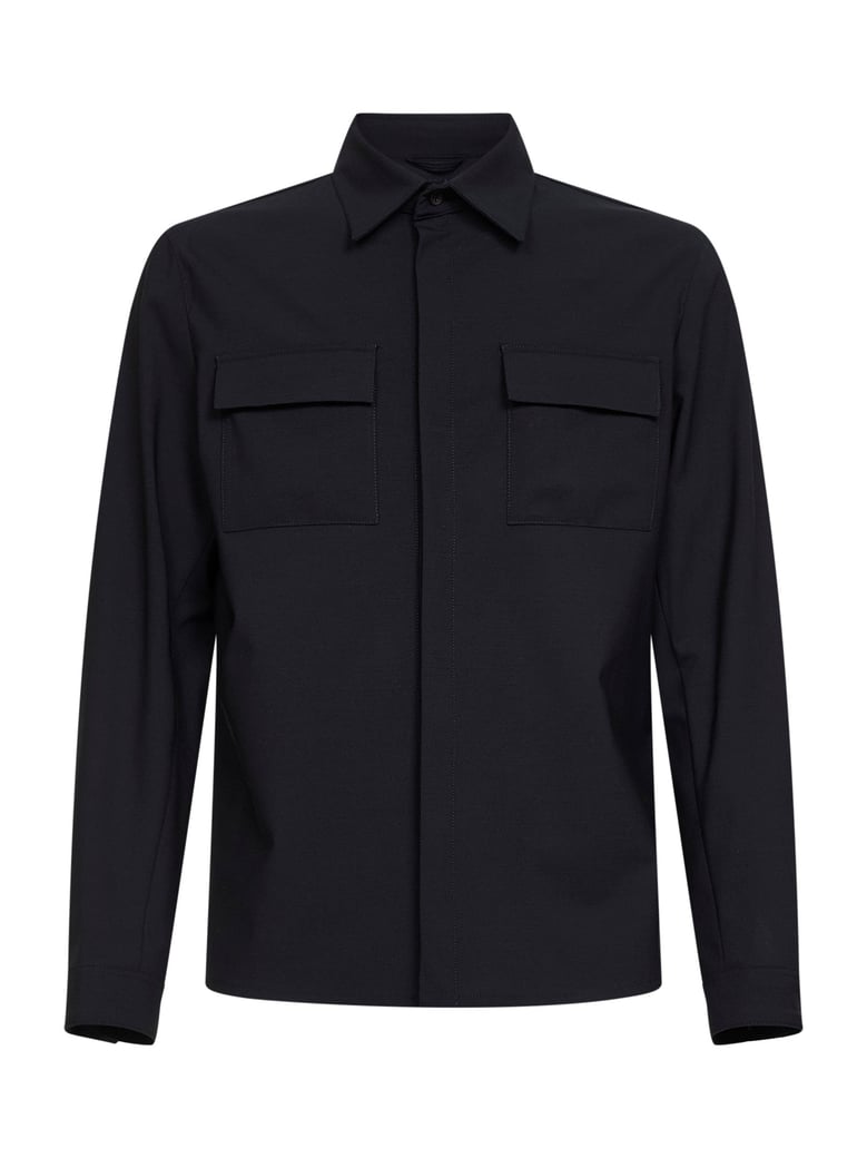 shirt bi-stretch wool navy blue by Selfnex