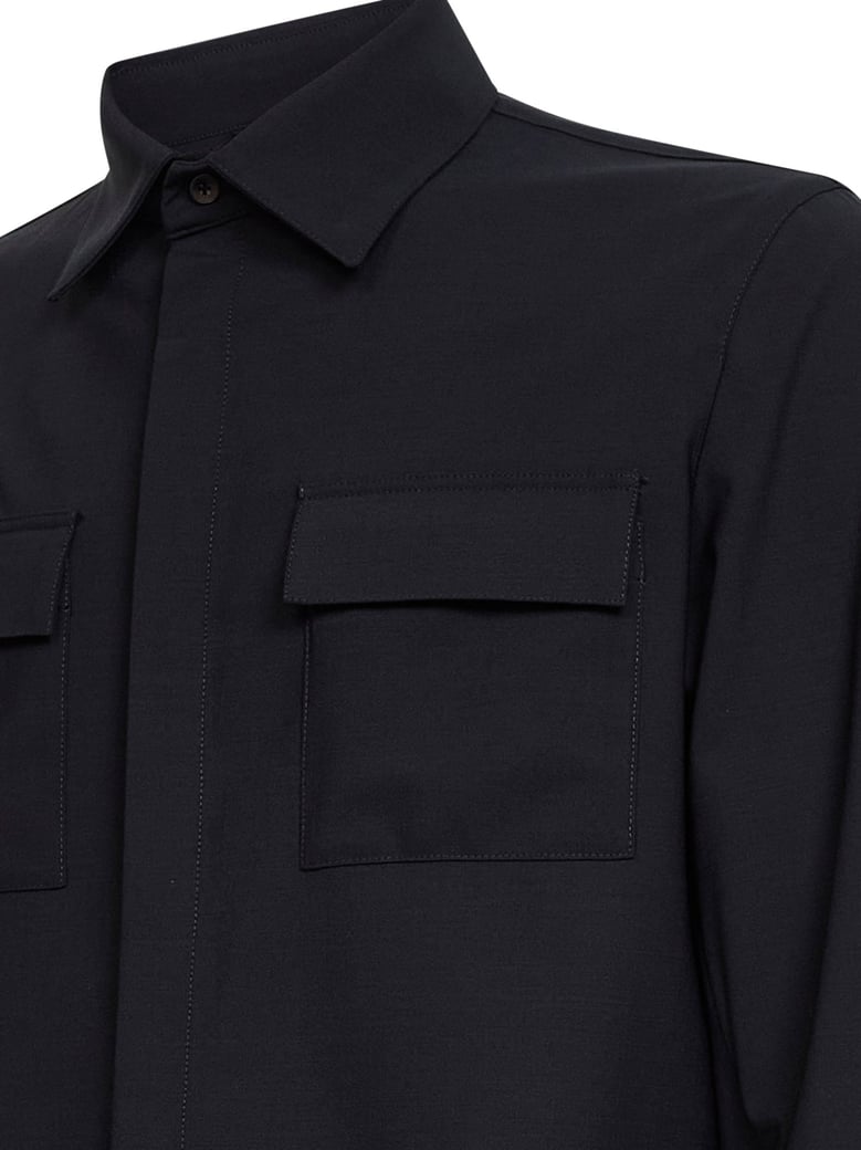 shirt bi-stretch wool navy blue by Selfnex