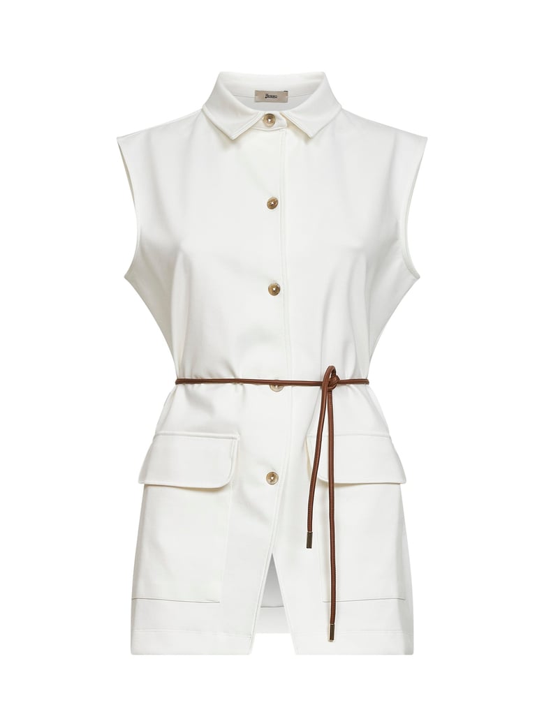 vest cotton-blend belted white by Selfnex