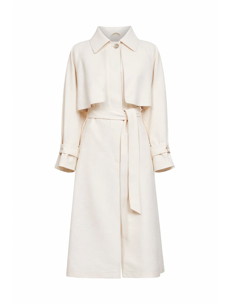 trench coat crinkle-woven ivory by Selfnex
