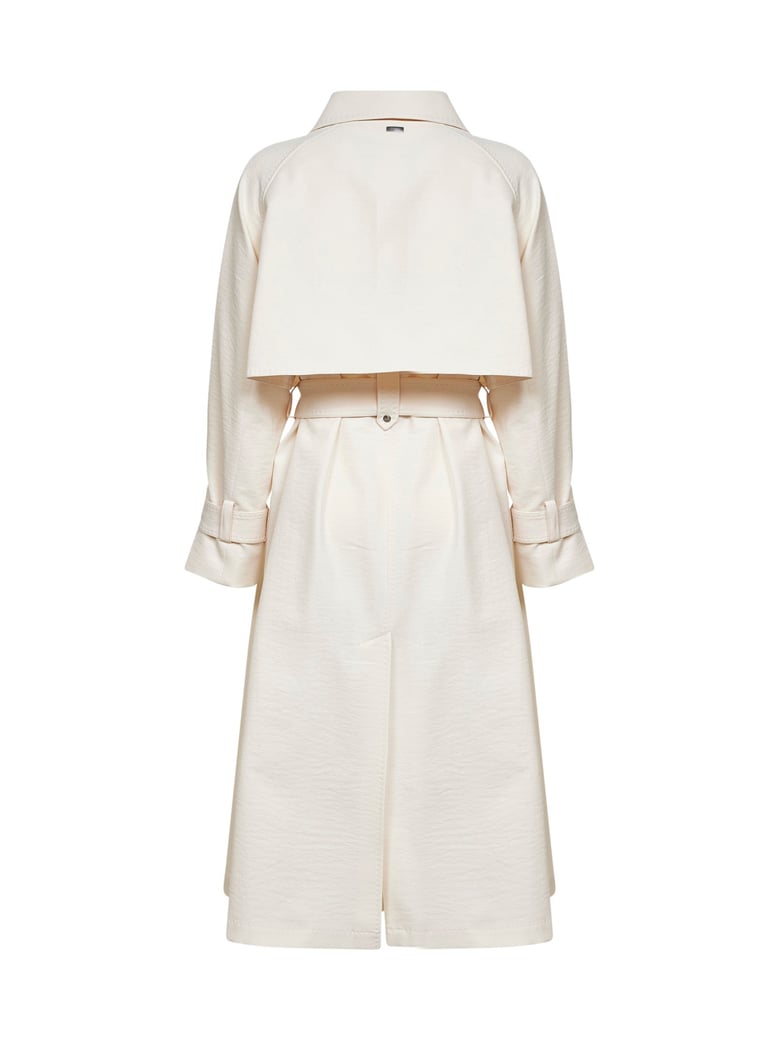trench coat crinkle-woven ivory by Selfnex