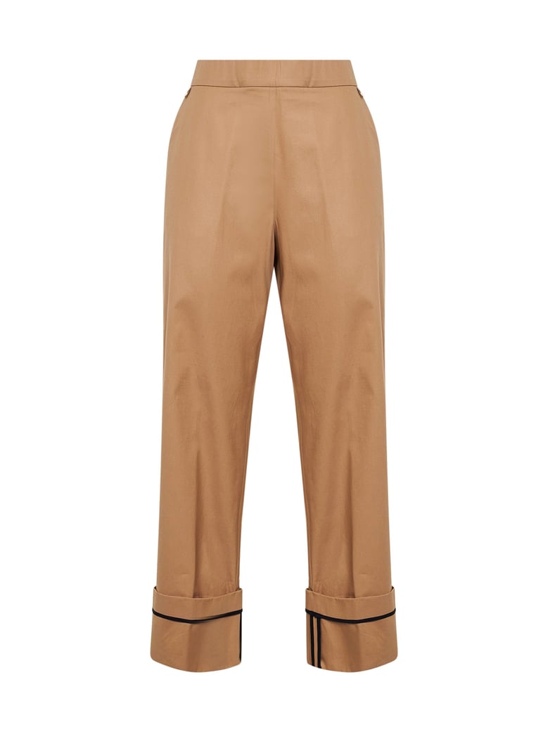 trousers — camel cotton turn-up hems by Selfnex