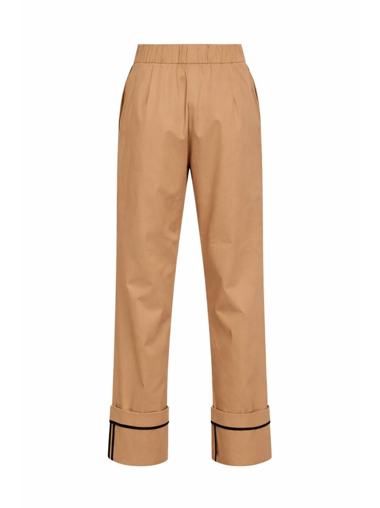 trousers — camel cotton turn-up hems by Selfnex