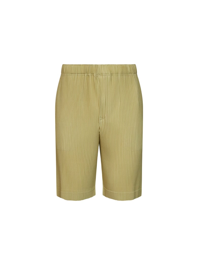bermuda pleated shorts agave cream green by Selfnex