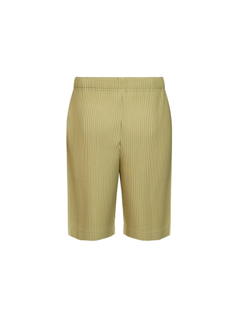 bermuda pleated shorts agave cream green by Selfnex