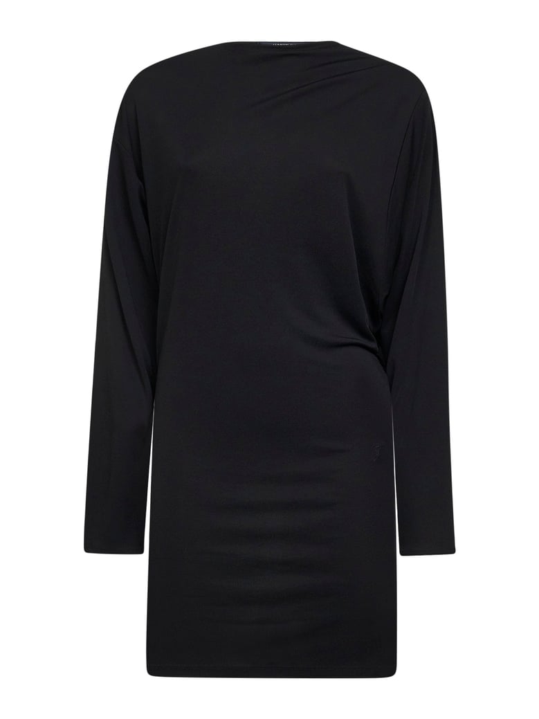 black cowl-back mini dress by Selfnex
