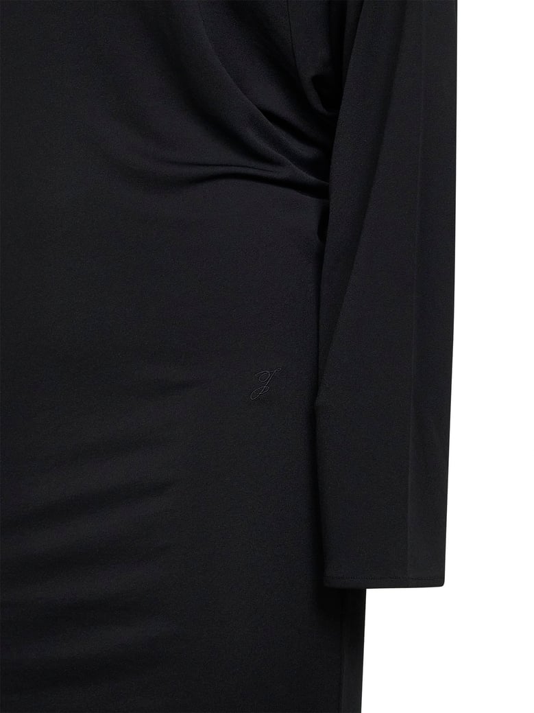 black cowl-back mini dress by Selfnex