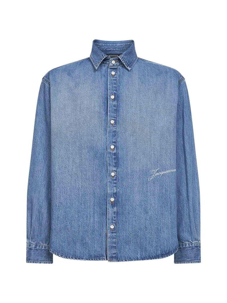 blue denim shirt with logo by Selfnex