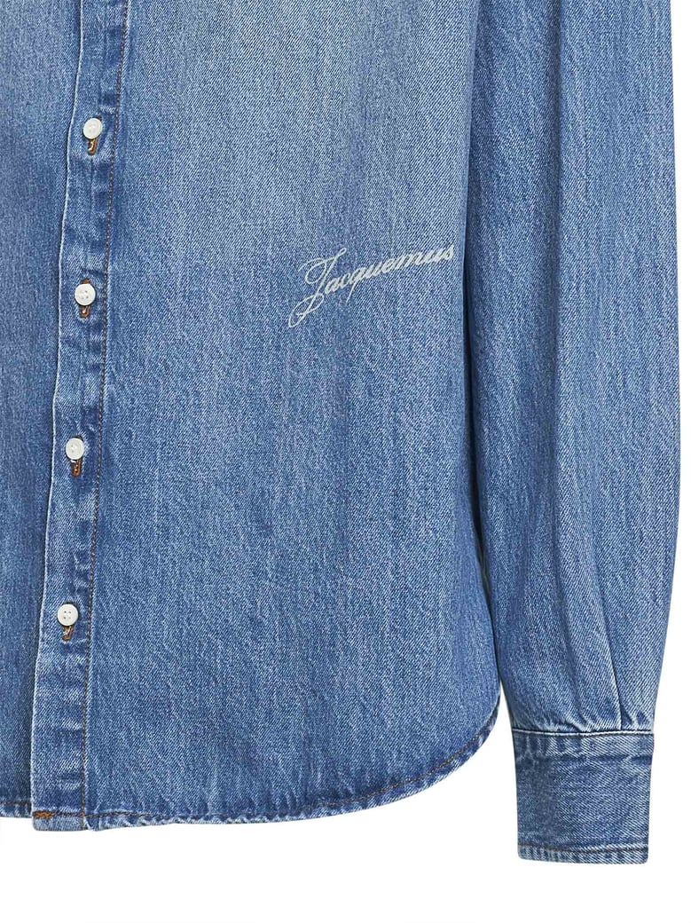 blue denim shirt with logo by Selfnex