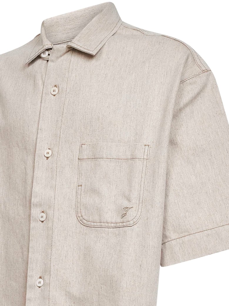 boxy denim shirt paysan de-nîmes beige by Selfnex