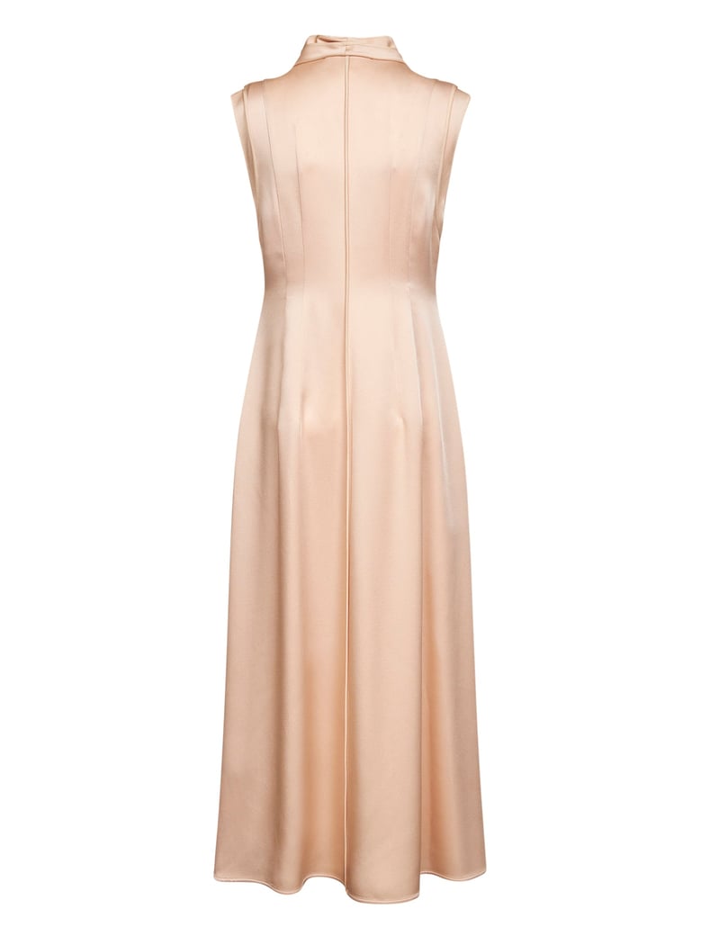pink satin fluid midi sleeveless dress by Selfnex