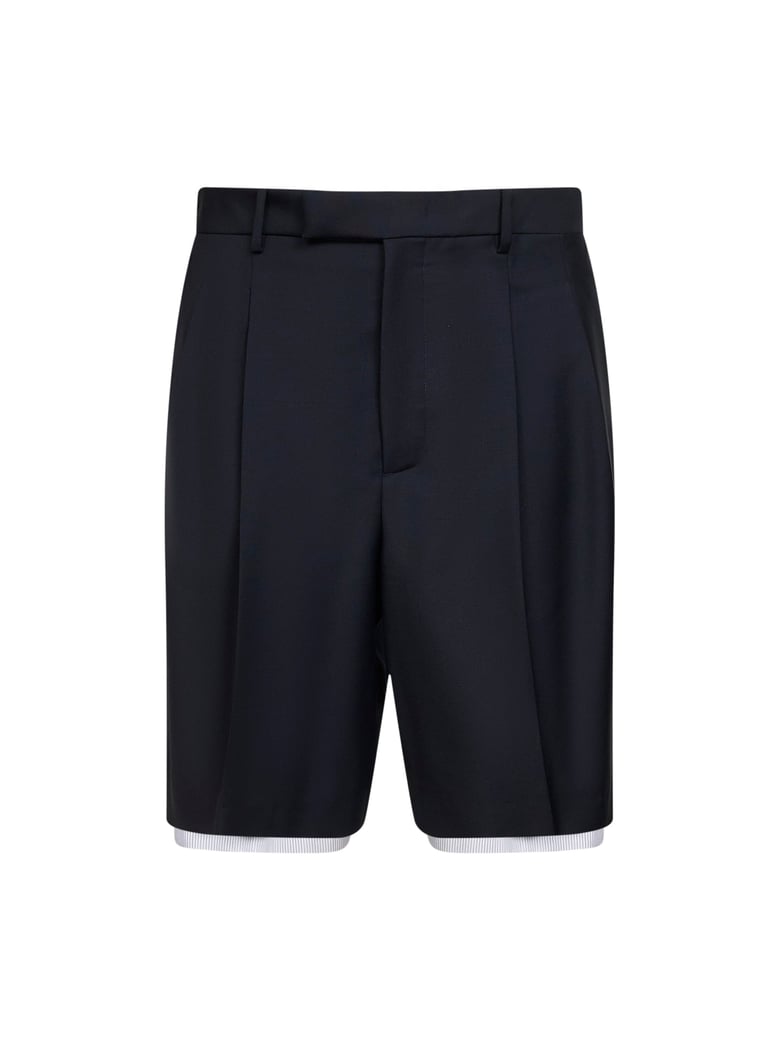 blue wool canvas double-layer shorts by Selfnex